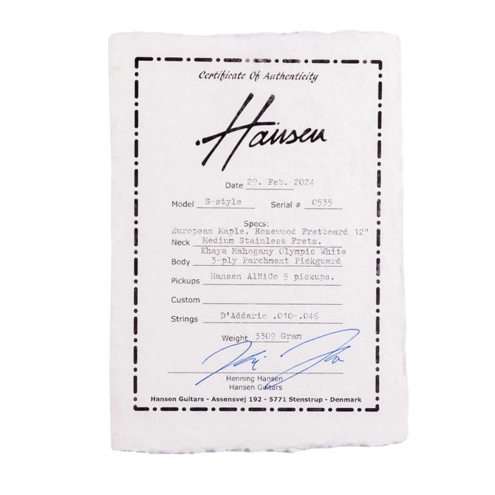 Hansen S-Style Gitarre in Olympic White – Bild 11