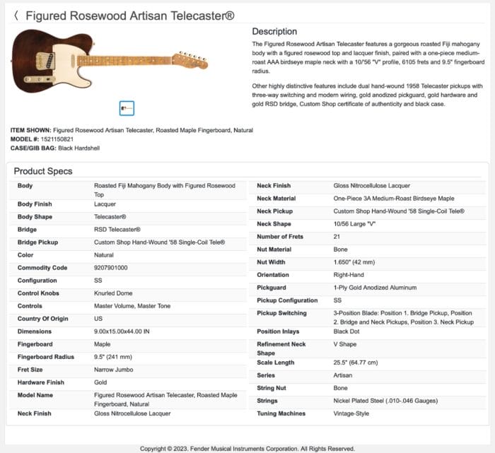 Fender Custom Shop Figured Rosewood Artisan Telecaster 2016 – Bild 15